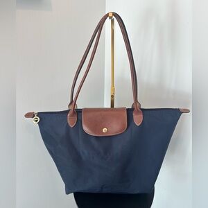 Elegant Navy and Brown Tote Bag